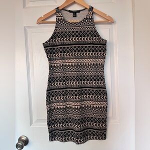 Forever 21 Black and Cream Geometric Mini Dress